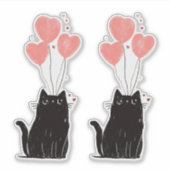 Schattigee kat met roze hartvormige ballonnen sticker (Voorkant)