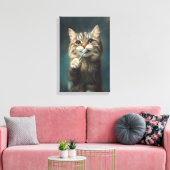 Schattigee kat met tandenborstel ideaal voor badka canvas afdruk (Insitu (Woonkamer))