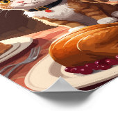 Schattigee kat met Thanksgiving Turkije Poster (Hoek)