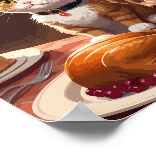 Schattigee kat met Thanksgiving Turkije Poster (Hoek)