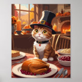 Schattigee kat met Thanksgiving Turkije Poster (Voorkant)