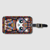 Schattigee kat met traditionele patrooncharme bagagelabel (Voorkant (horizontaal))