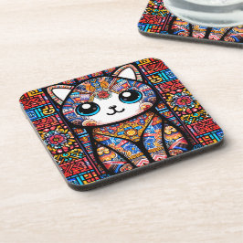 Schattigee kat met traditionele patrooncharme bier onderzetter