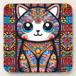 Schattigee kat met traditionele patrooncharme bier onderzetter