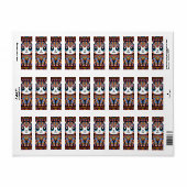 Schattigee kat met traditionele patrooncharme etiket (Full Sheet)