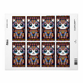 Schattigee kat met traditionele patrooncharme etiket (Full Sheet)