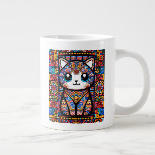 Schattigee kat met traditionele patrooncharme grote koffiekop