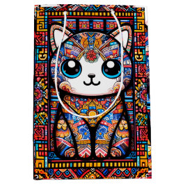 Schattigee kat met traditionele patrooncharme medium cadeauzakje