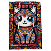 Schattigee kat met traditionele patrooncharme medium cadeauzakje (Achterkant)