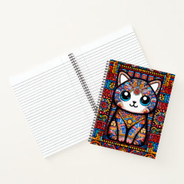 Schattigee kat met traditionele patrooncharme notitieboek