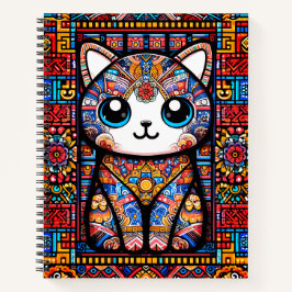 Schattigee kat met traditionele patrooncharme notitieboek