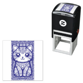 Schattigee kat met traditionele patrooncharme  zelfinktende stempel