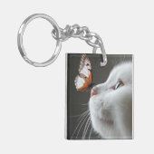 Schattigee kat met vlinder sleutelhanger (Voorkant Links)