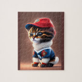 Schattigee kat met voetbalteam T Shirt Legpuzzel (Verticaal)