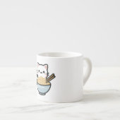 Schattigee kat met woknoedels | Kawaii Animal Art Espresso Kop (Voorkant rechts)