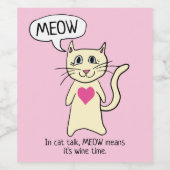 Schattigee kat miauw tijd voor wijn etiket (Enkel label)