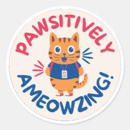 Schattigee kat Motivatie ronde sticker
