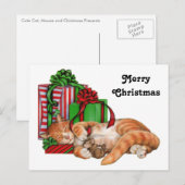 Schattigee kat-, muis- en kerstcadeaus feestdagenkaart (Voorkant / Achterkant)