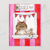 Schattigee kat, muis, kussen stand Valentijnse bri Feestdagenkaart (Voorkant)