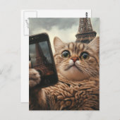Schattigee kat neemt selfie in Parijs Briefkaart (Voorkant / Achterkant)