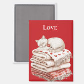 Schattigee kat op dekens magneet (Voorkant / Achterkant)