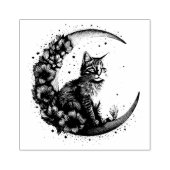 Schattigee kat op halve maan rubberstempel (Afrduk)