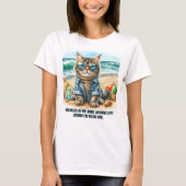 Schattigee kat op het strand Cat Lovers T-Shirt (Voorkant)