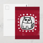 Schattigee kat op rood Briefkaart (Voorkant / Achterkant)