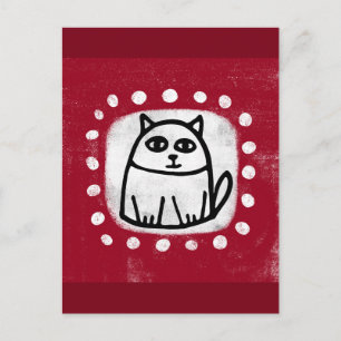 Schattigee kat op rood Briefkaart