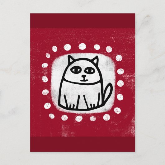 Schattigee kat op rood Briefkaart (Voorkant)