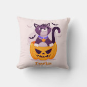 Schattigee kat op Spooky pompoen en Halloween vlee Kussen (Voorkant)
