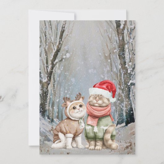 Schattigee Kat Paar Kerst Kaarten (Voorkant)