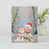 Schattigee Kat Paar Kerst Kaarten (Staand voorkant)