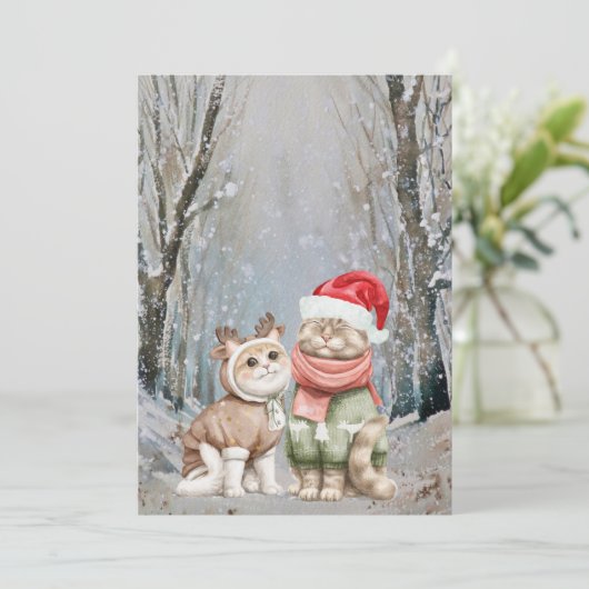 Schattigee Kat Paar Kerst Kaarten (Staand voorkant)
