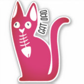 Schattigee kat papa leuk Humor rode en witte vis C Sticker (Voorkant)