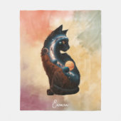 Schattigee Kat & Planeten, Leuk Dier, Waterverf, C Fleece Deken (Voorkant)