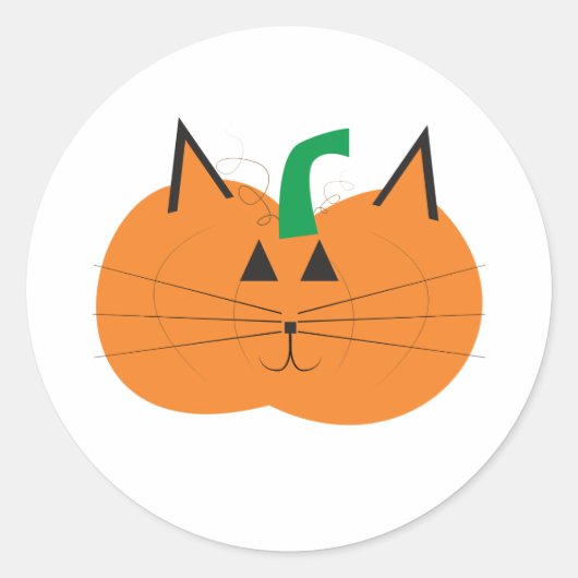 Schattigee kat pompoen ronde sticker (Voorkant)
