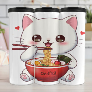 Schattigee kat: Ramen Feast, Happy Hearts Thermosbeker