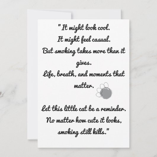 Schattigee kat - Roken doodt grappig antirookontwe (Achterkant)
