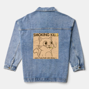 Schattigee kat - Roken doodt grappig antirookontwe Denim Jacket