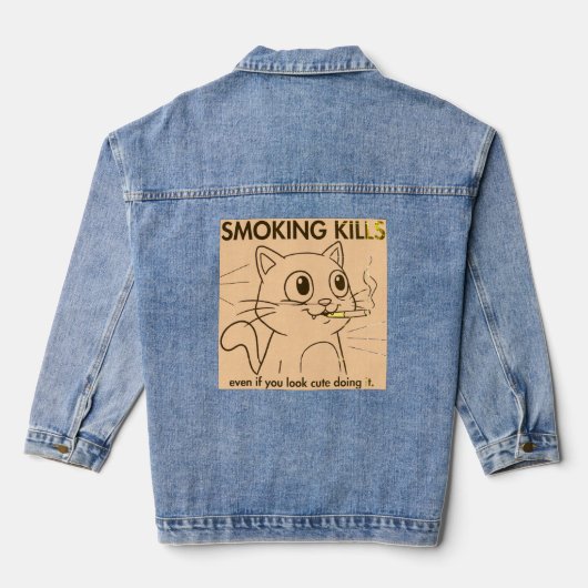 Schattigee kat - Roken doodt grappig antirookontwe Denim Jacket (Achterkant)
