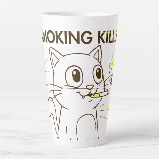 Schattigee kat - Roken doodt grappig antirookontwe Latte Mok (Voorkant)