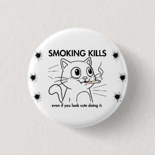 Schattigee kat - Roken doodt grappig antirookontwe Ronde Button 3,2 Cm