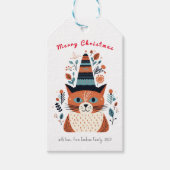 Schattigee kat Scandinavische volkskunst kerst Cadeaulabel (Voorkant)
