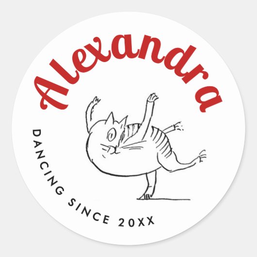 Schattigee kat schets rood en wit Edward Lear Ronde Sticker (Voorkant)