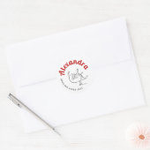 Schattigee kat schets rood en wit Edward Lear Ronde Sticker (Envelop)