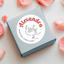 Schattigee kat schets rood en wit Edward Lear Ronde Sticker