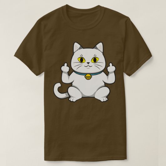 Schattigee kat Shows je middelvinger T-shirt (Design voorkant)