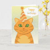 Schattigee Kat Sinaasappel Tabby Happy Birthday Ka Kaart (Gele Bloem)