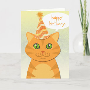 Schattigee Kat Sinaasappel Tabby Happy Birthday Ka Kaart
